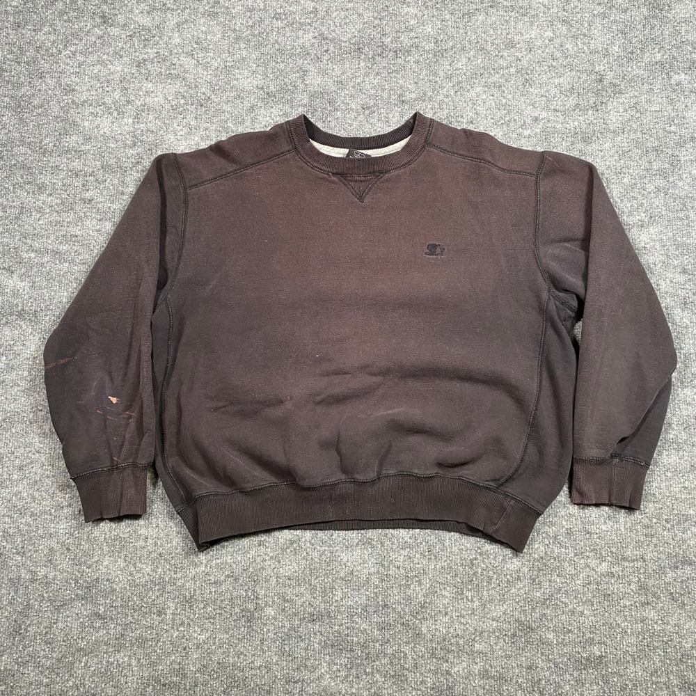 Starter‎ Crewneck Sweatshirt Mens Large Faded Black Vintage 90s Distressed Sport